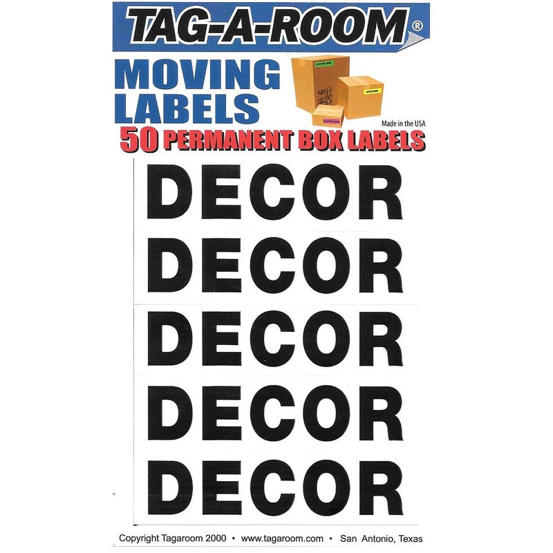 Tag-A-Room Box Content Moving Label (Decor)
